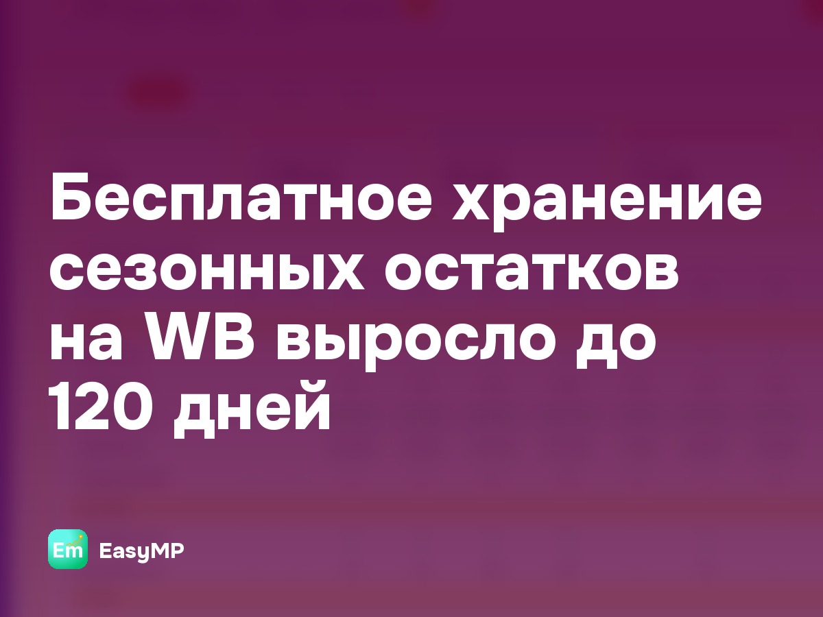 Бесплатное хранение сезонных остатков на WB выросло до 120 дней